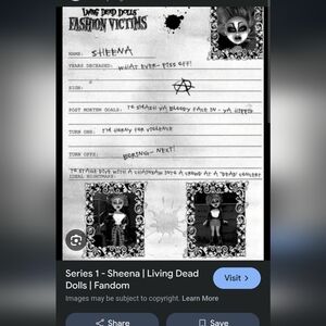 Living Dead Dolls Fashion Victims Deadmate Data Sheet SEALED
